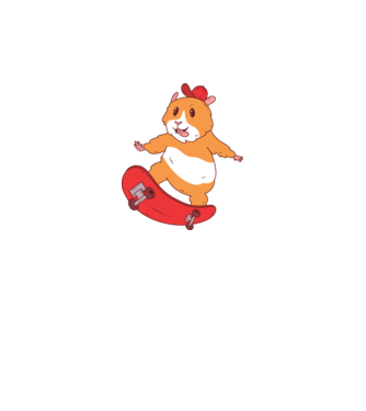 Hamster Skateboarder model gri pe tricou