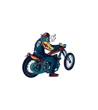 Motociclist Chopper model alb pe tricou