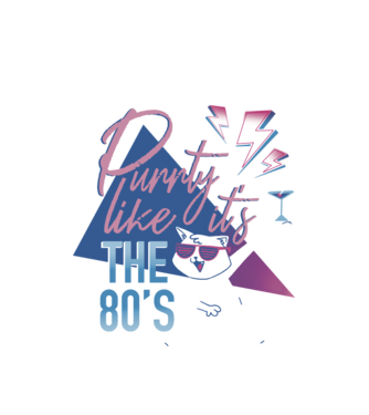 'Purrty Like it''s the 80''s' model alb pe tricou