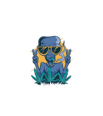 Alien drogat model negru pe tricou