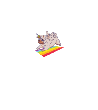 Mops unicorn model negru pe tricou
