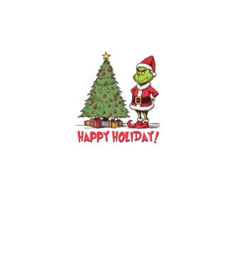 Happy Holiday Grinch model negru pe tricou