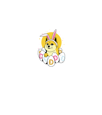 Dogecoin Paște model albastru jeanși pe tricou