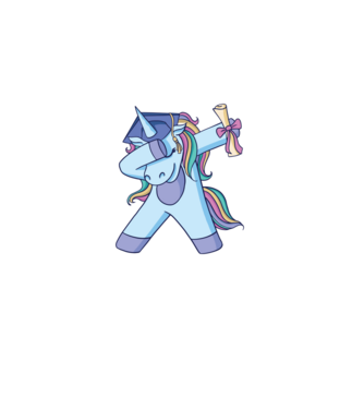 Unicorn Absolvent model alb pe tricou