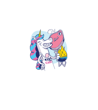 Unicorn Steak BBQ model alb pe tricou
