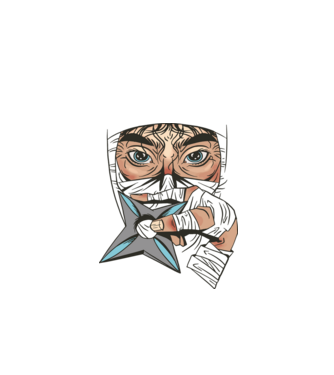 Cap de ninja model negru pe tricou