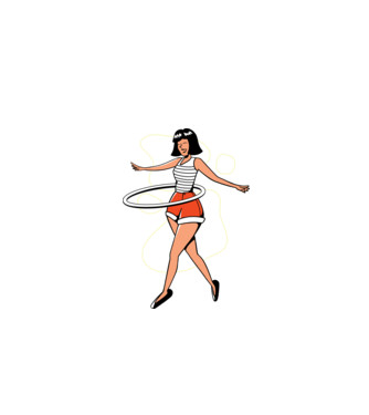 Cerc hula-hoop model albastru închis pe tricou