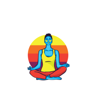 Yoga Meditație Retro model albastru închis pe tricou