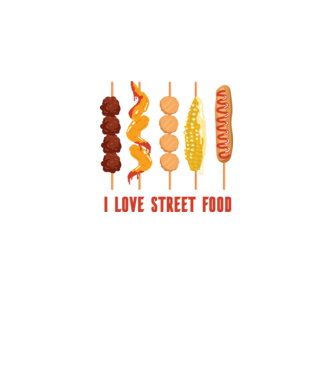 I Love Street Food model negru pe tricou