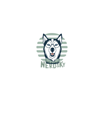 Nerdsky Husky model negru pe tricou
