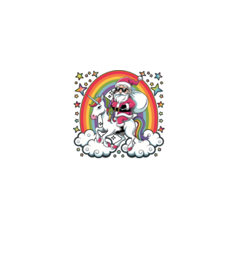 Moș Crăciun cool pe un unicorn model negru pe tricou
