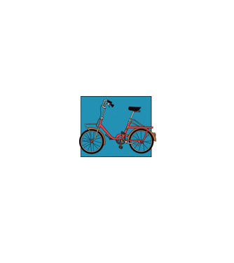 Bicicletă Camping model alb/roșu pe tricou