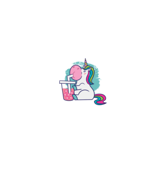 Unicorn Bubble Tea model alb/roșu pe tricou