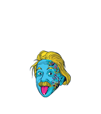 Hippy Albert Einstein model alb pe tricou
