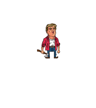 Trump tăietor de lemne model alb pe tricou