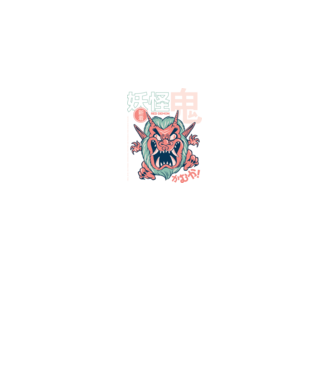 Oni Yokai Anime model negru pe tricou