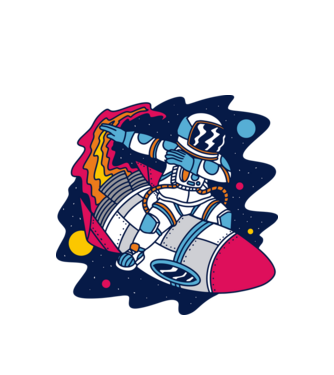 Astronaut DAB model alb pe tricou