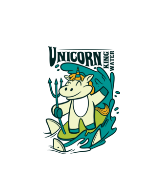 Unicorn regele apelor model alb pe tricou