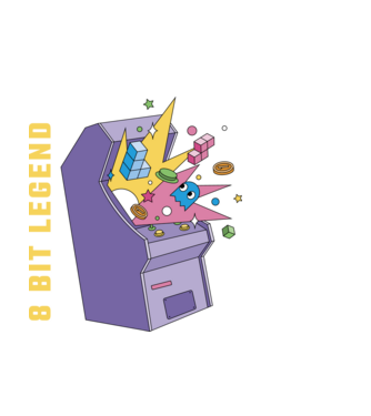 8 Bit Legendă Arcade Slot Machine model negru pe tricou