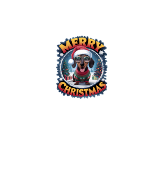 Merry Christmas Teckel model alb pe tricou
