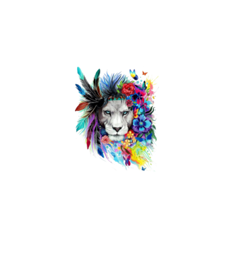lion color jungle model alb pe tricou