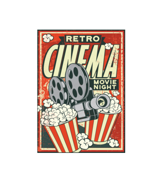 Afiș cinema retro model alb pe tricou