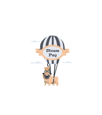 Steampug - mops model turcoaz pe tricou