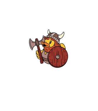 Rățușcă de cauciuc Viking model albastru deschis pe tricou