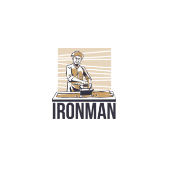 Ironman Om care calcă (montează metal) model alb pe tricou