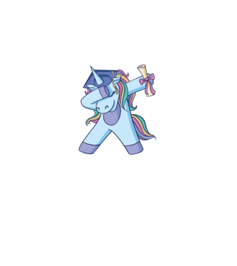 Unicorn Absolvent model alb pe tricou