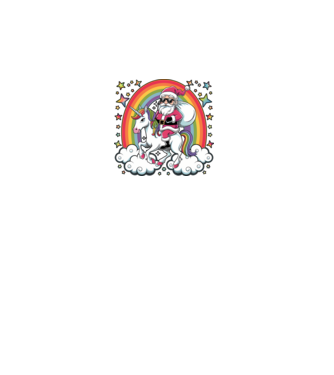 Moș Crăciun cool pe un unicorn model negru pe tricou