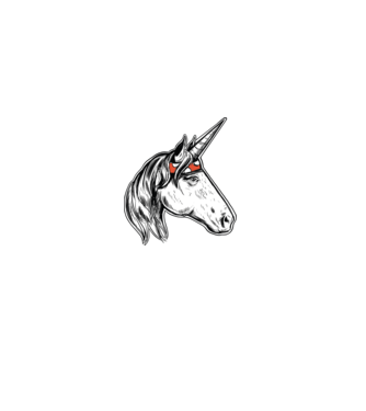 Cal Unicorn model albastru deschis pe tricou