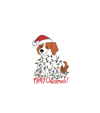 Beagle Crăciun Fericit! model gri pe tricou