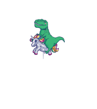 T-rex pe Unicorn balon model alb pe tricou