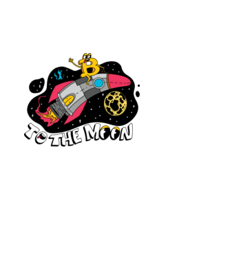 Bitcoin to the moon model alb pe tricou