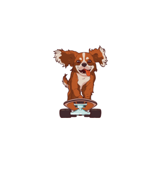 Skateboarding Cavalier King Spaniel model verde pe tricou