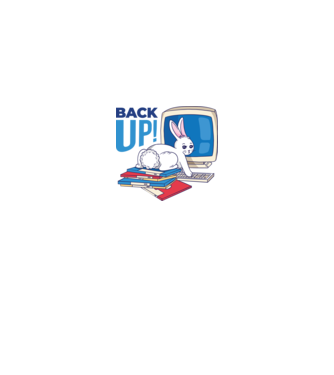 Back up bunny model alb pe tricou