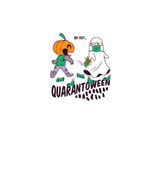 Quarantoween model alb pe tricou