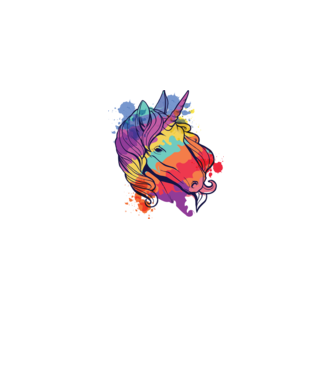 Curcubeu colorat Unicorn tricou model alb pe tricou
