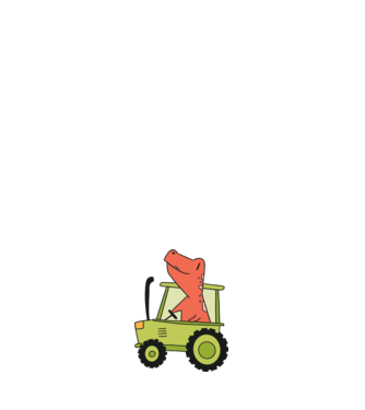 Tractor dinozaur model alb pe tricou