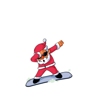 Moș Crăciun Snowboard DAB tricou amuzant model turcoaz pe tricou