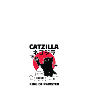 Catzilla - Pisică Godzilla model alb pe tricou