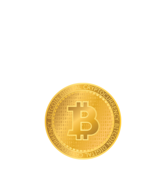Monedă de aur Bitcoin model negru pe tricou