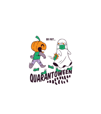 Quarantoween model alb pe tricou