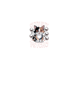 Cute, but Psycho pisică Negru model negru pe tricou
