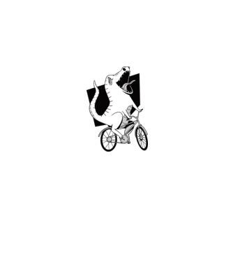 Dinozaur cu bicicletă model albastru jeanși pe tricou