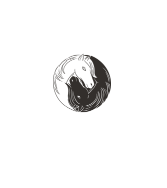 Călăreț Yin Yang model alb pe tricou