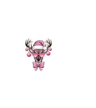Pink Xmas Reindeer model alb pe tricou