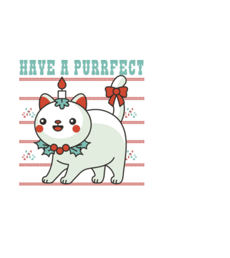 Have a Purrfect Christmas model alb pe tricou
