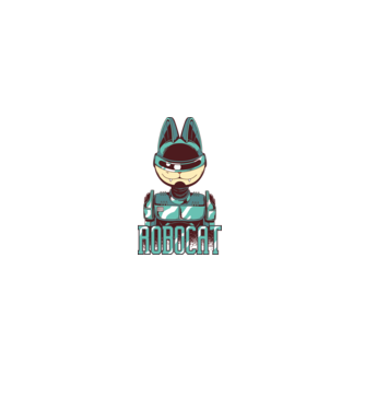 Robocat - Pisică Robot model alb pe tricou